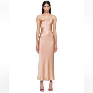 Moon Dance Strapless Midi Dress in Rose Gold